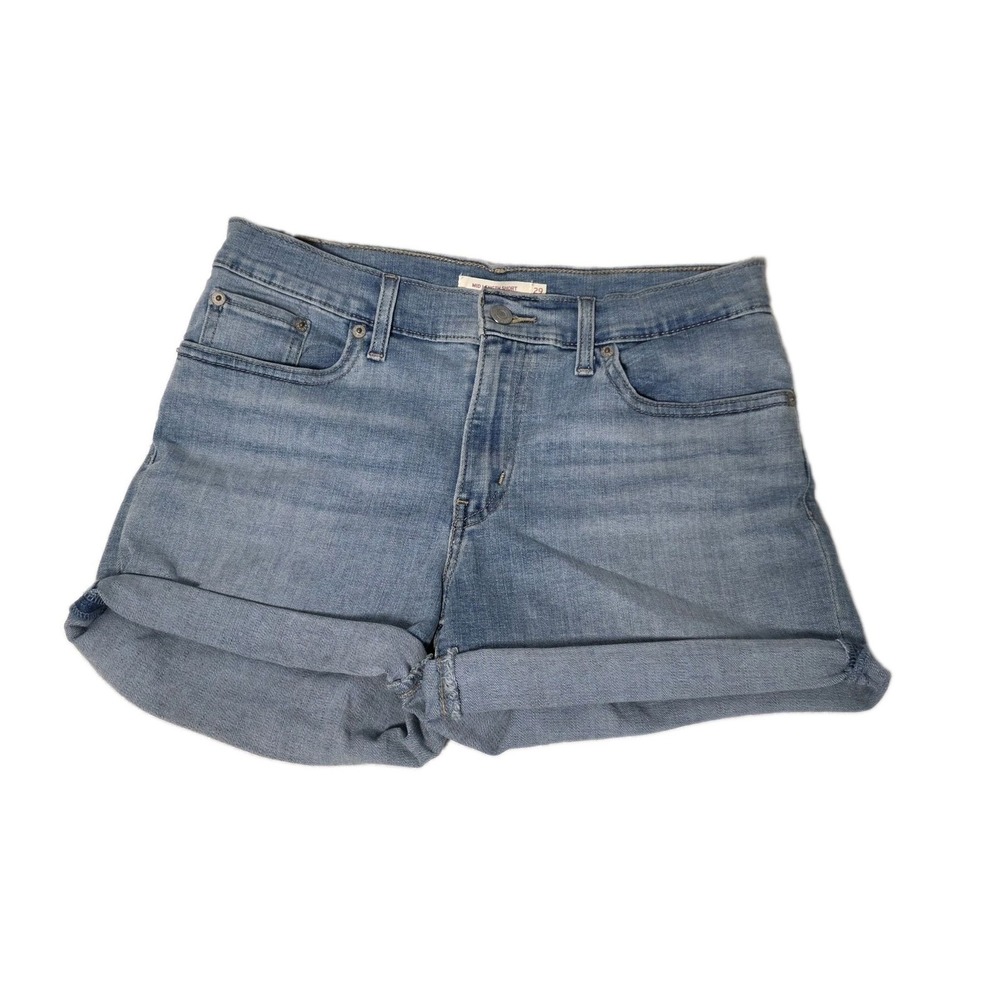 Levi Strauss & Co. Women's Blue Denim Shorts Size‎ 29 Mid Rise Mid Length Cuffed